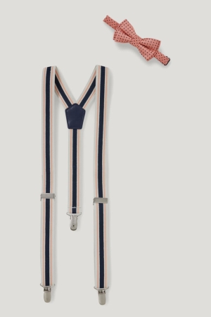 C&A Set Bow Tie And Braces 2 Piece T-shirts Donkerblauw | KBH-810739