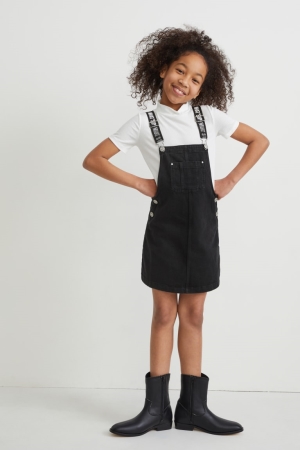 C&A Set Denim Pinafore And Sleeve 2 Piece Jurken Blauw Donkergrijs | JGO-810927