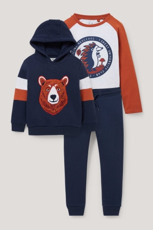 C&A Set, Long Sleeve And Joggers 3 Piece Broek Donkerblauw | OEG-650174