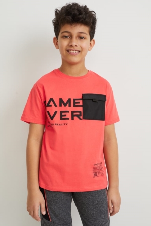 C&A Sleeve Augmented Reality Motif T-shirts Rood | OEB-524871