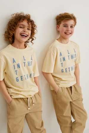 C&A Sleeve Genderneutral T-shirts Lichtgeel | REN-908574