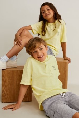 C&A Sleeve Genderneutral T-shirts Lichtgeel | UTV-782461