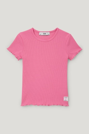 C&A Sleeve With In-conversion Katoenen T-shirts Roze | NBZ-751684