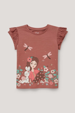 C&A Sleeve With In-conversion Katoenen T-shirts Bruin | PYW-513284