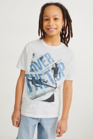C&A Sleeve With In-conversion Katoenen T-shirts Wit | YKD-601548
