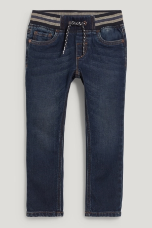 C&A Slim Jog Denim Lycra® Organic Katoenen Jeans Blauw Donkerblauw | ZLI-504132