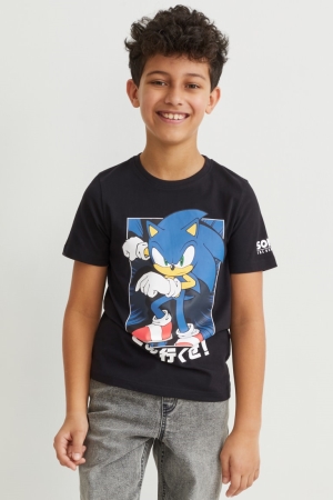 C&A Sonic Sleeve With In-conversion Katoenen T-shirts Zwart | ZPY-896420
