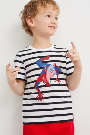 C&A Spider-man Sleeve Gestreept T-shirts Wit | QIN-514073