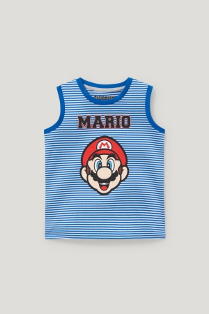 C&A Super Mario Gestreept Topjes Donkerblauw Wit | YLW-263754