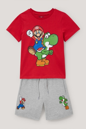 C&A Super Mario Set Sleeve And Sweat 2 Piece T-shirts Rood | CHD-560738