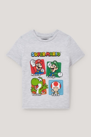 C&A Super Mario Sleeve T-shirts Lichtgrijs | IZA-046128