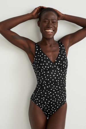 C&A Swimsuit Gewatteerd Polka Dot Zwemkleding Zwart | YGL-740231