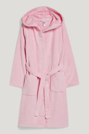 C&A Terry Cloth Bathrobe With Hood Organic Katoenen Zwemkleding Roze | JBE-594076