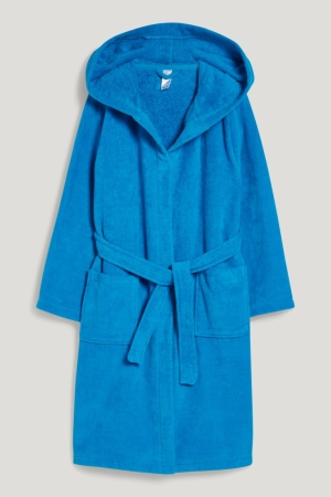 C&A Terry Cloth Bathrobe With Hood Organic Katoenen Zwemkleding Petrol | UQS-931457