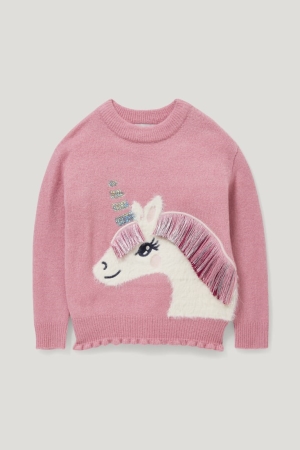 C&A Unicorn Recycled Jumpers Donkerroze | HEC-476058