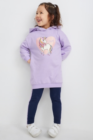 C&A Unicorn Set With Hood And Leggings Jurken Lichtpaars | OWK-263510