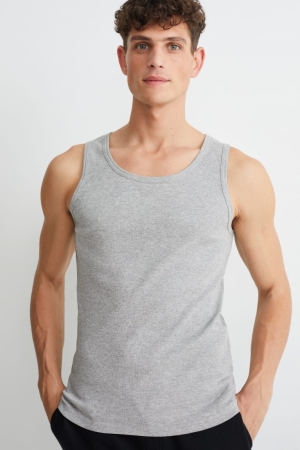 C&A Vest Double Rib Organic Katoenen Topjes Lichtgrijs | SRQ-342671