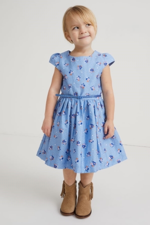 C&A With Belt Floral Jurken Lichtblauw | QUJ-014927