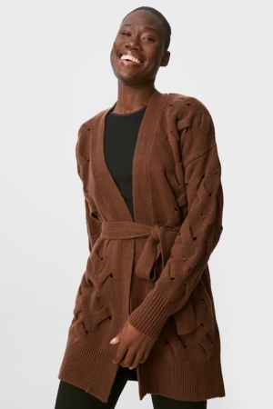C&A With Cashmere Recycled Italian Yarn Cardigan Donkerbruin | YHW-572390