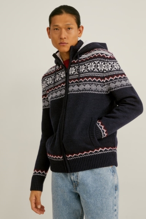 C&A With Hood Recycled Cardigan Donkerblauw | SBD-314096