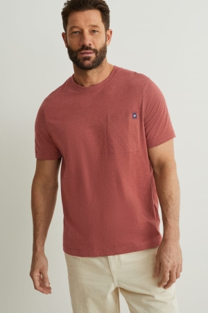 C&A With Recycled Polyester T-shirts Donkerbruin | TIH-027534