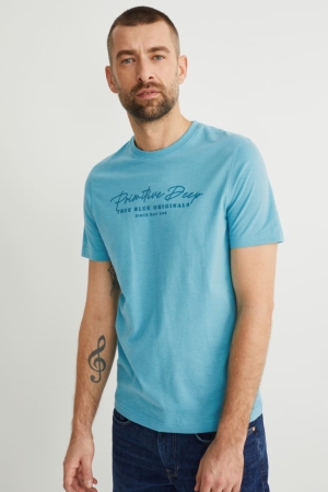 C&A With Recycled Polyester T-shirts Turquoise | QSW-632498