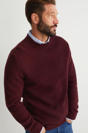 C&A Wol Blend Jumpers Donkerrood | LJG-158762