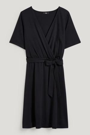 C&A Wrap With Tencel™ Modal Fibres Jurken Zwart | YTS-498671