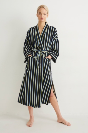 C&A ing Gown Gestreept Nachtkleding Zwart | NSR-125946